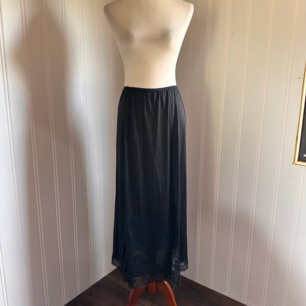 Vintage Black Maxi Slip Skirt s